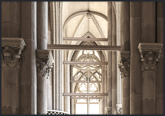 ARQUITECTURA CLASICA. Réplica realista 3D interior de la Basílica Saint Nazaire. Carcasona, Francia.<br>Proyecto conjunto de arquitectura clásica realizado (3DS Max/ vRai) por David García y Adriana Vela.
