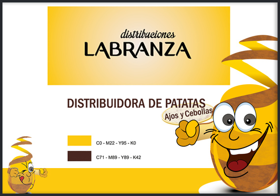 Imagen, mascota y Logotipo corporativo - Distribuciones LABRANZA. Patatas, Ajos y cebollas