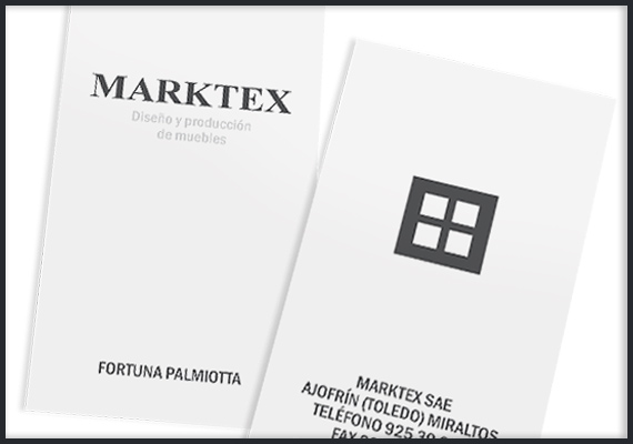 DISEÑO CORPORATIVO. Papelería, carpetas, tarjetas. MARKTEX S.A.E diseño y producción de muebles